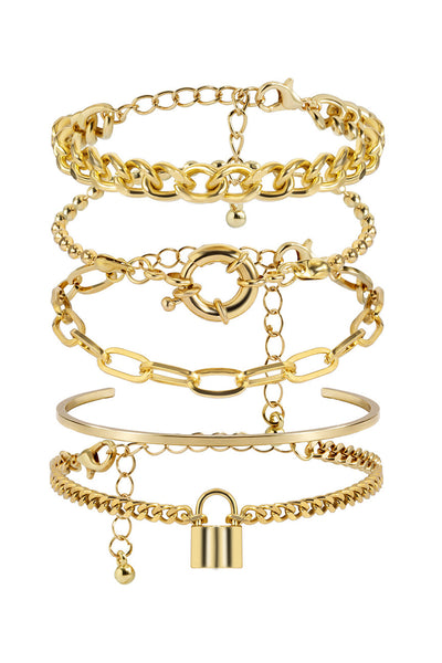 LAYERED GOLD BRACELETS SET