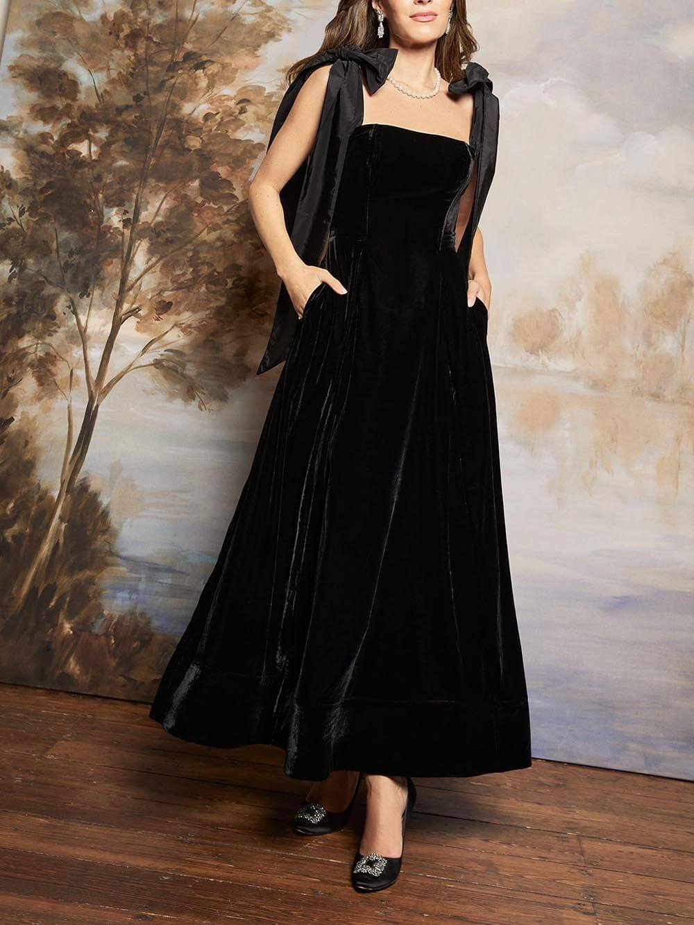 Retro Clean Cut Contrast Bow Maxi Dress