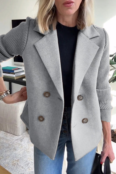 Riviera Knit-Sleeve Pocket Coat