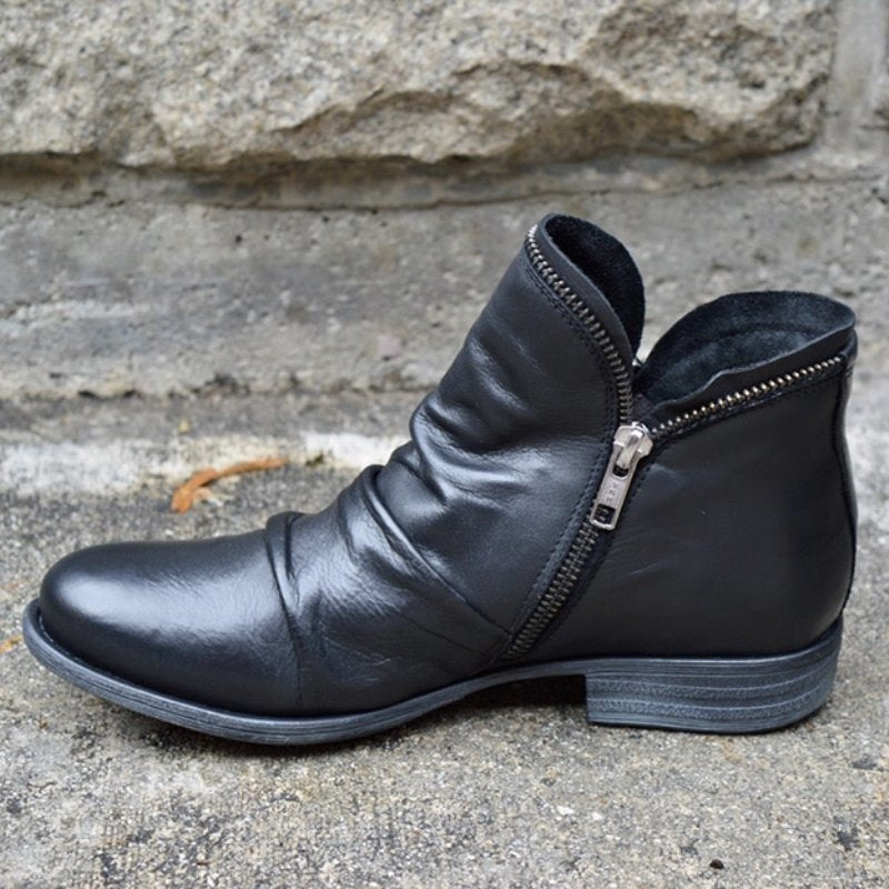 Vianne | Leather Boots with Zipper