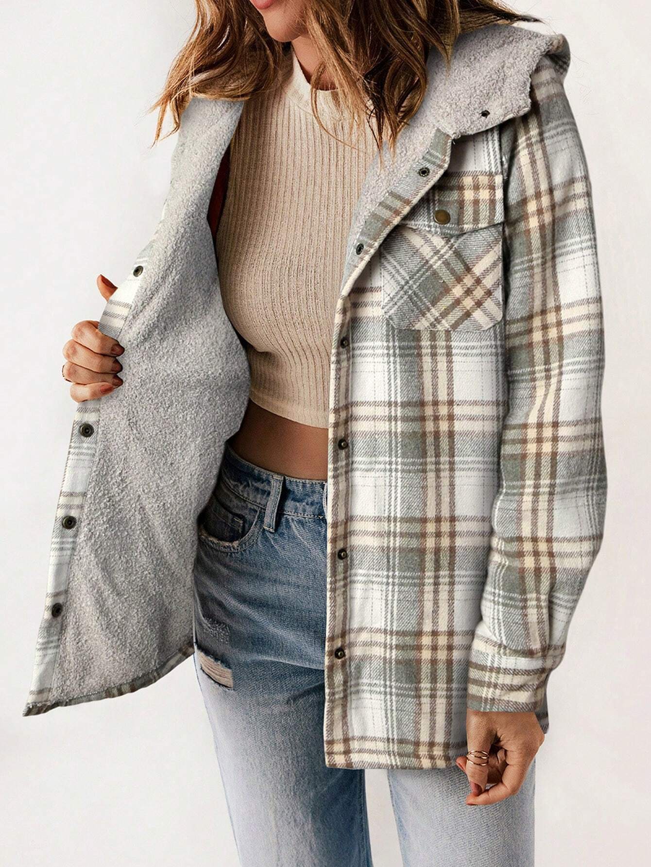 Cozy Plaid Teddy Jacket