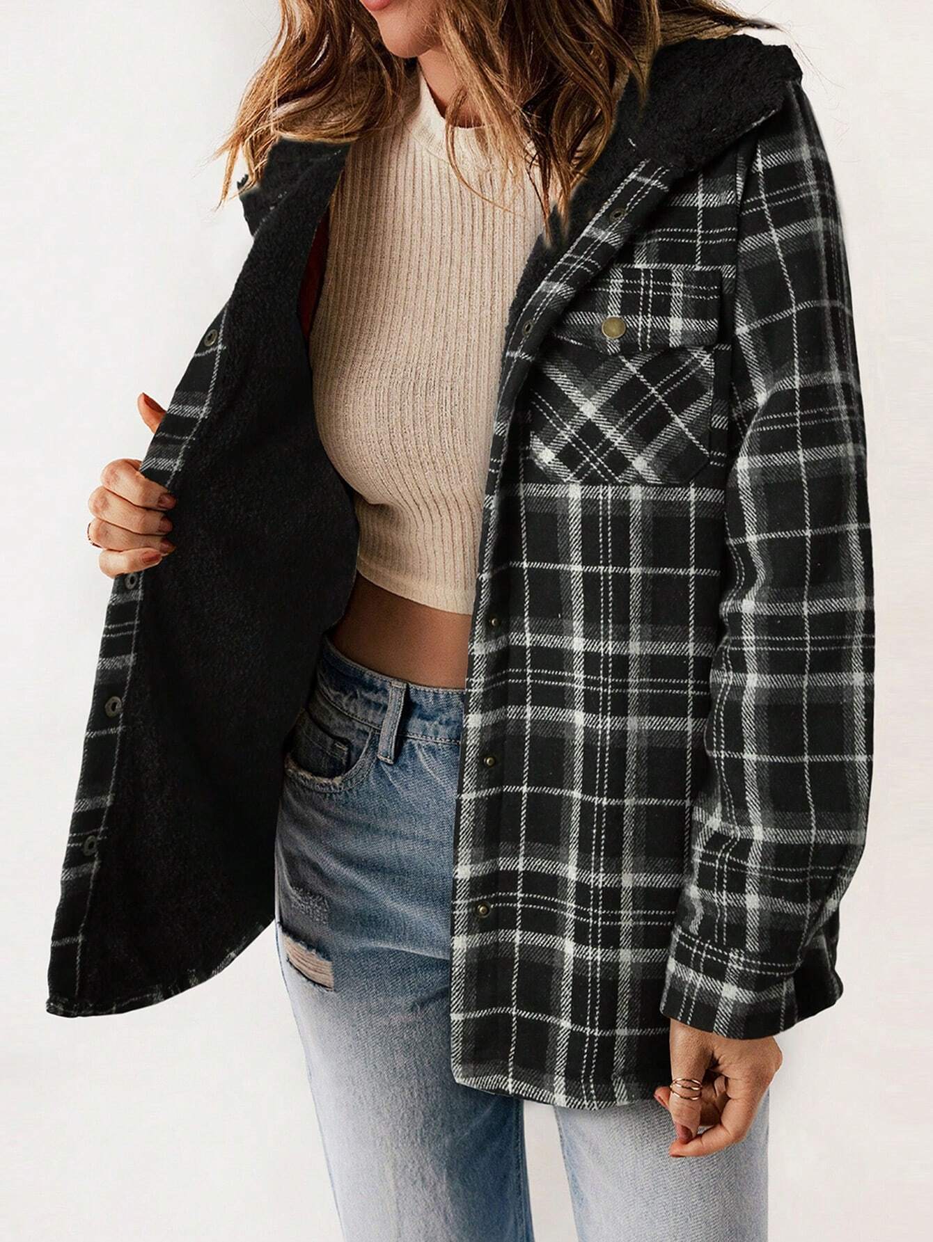 Cozy Plaid Teddy Jacket