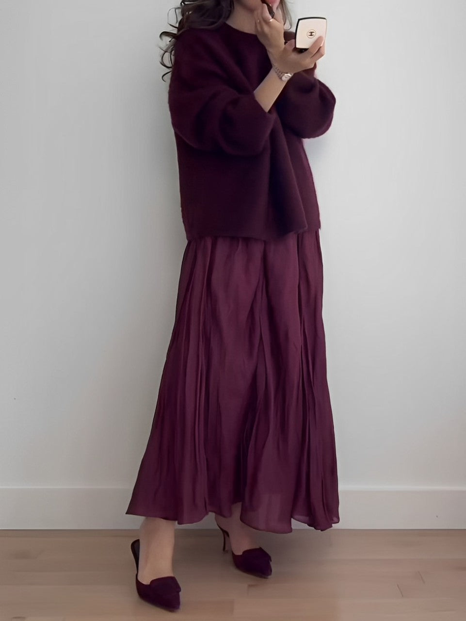 Oversized Mohair-Blend Sweater Skirt Set