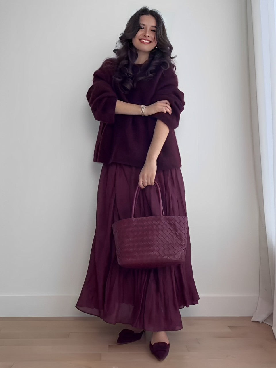 Oversized Mohair-Blend Sweater Skirt Set