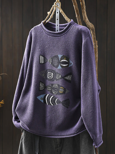 Artsy Fish Print  Sweater