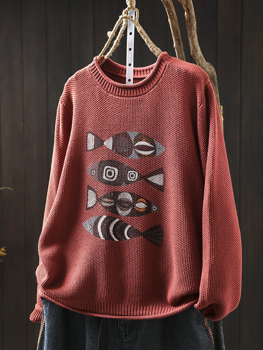 Artsy Fish Print  Sweater