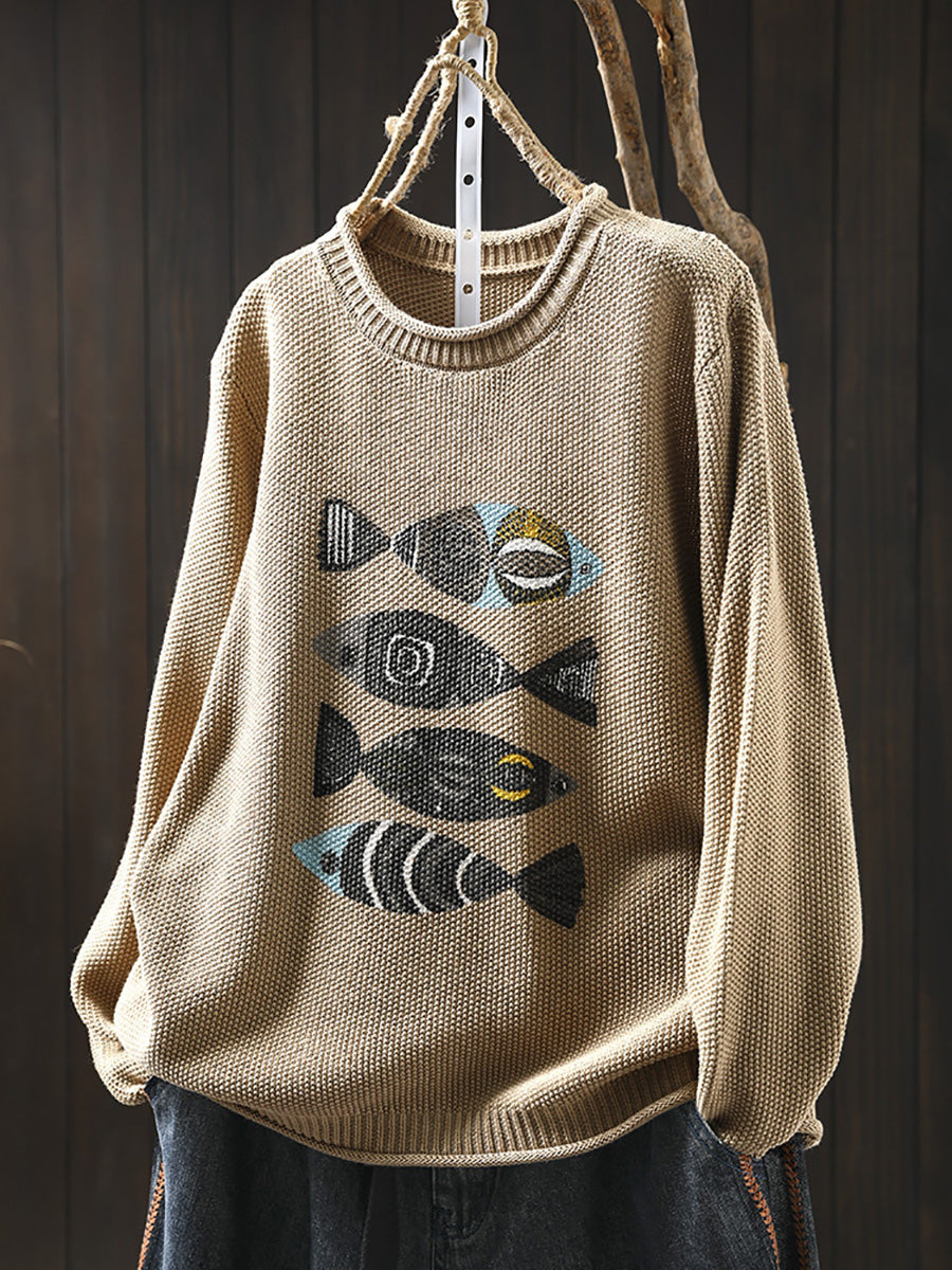 Artsy Fish Print  Sweater