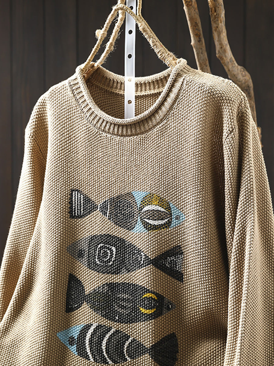 Artsy Fish Print  Sweater