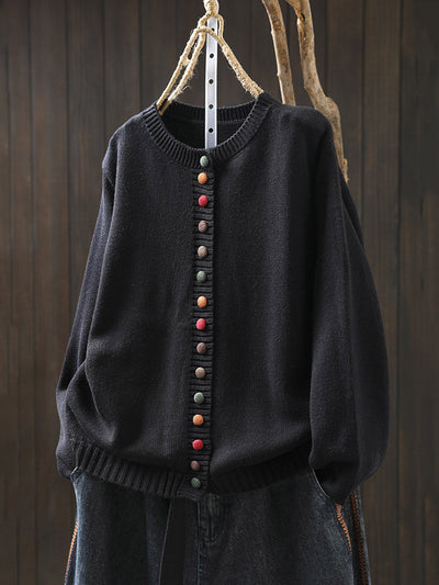 Artsy Button Knit Sweater