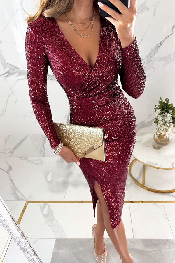 Luxe Sparkle Wrap Dress