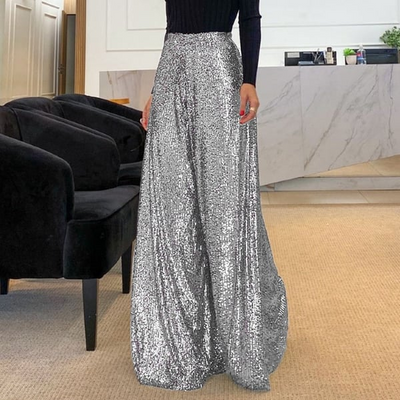 Glimmer Wide-Leg Sequin Pants