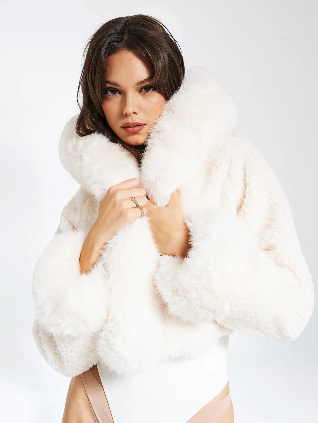 Sofia Plush Faux Fur Coat With Hood