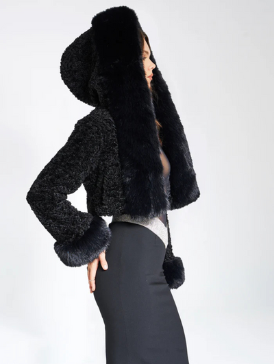 Sofia Plush Faux Fur Coat With Hood