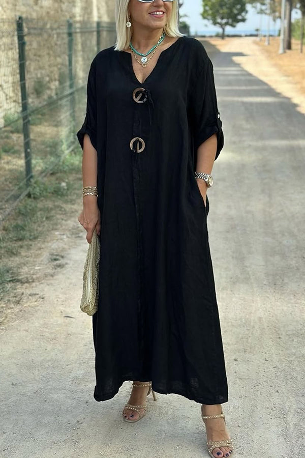 Elegance Linen Midi Dress