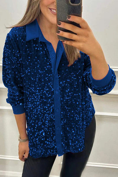 Sequin Glam Button-Up Shirt