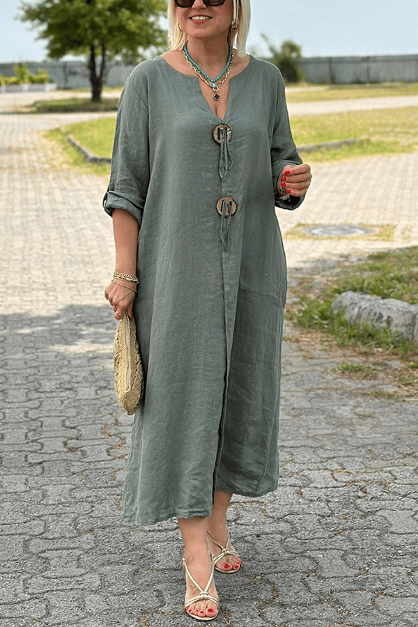 Elegance Linen Midi Dress