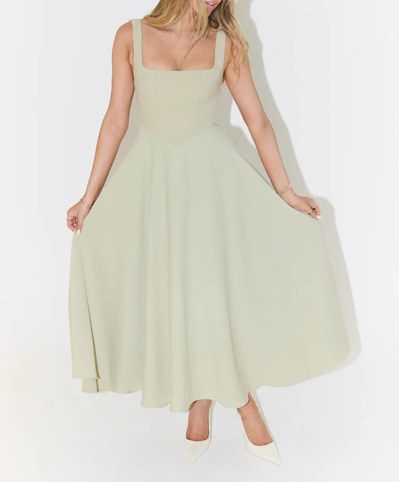 Helnen High Waist Midi Dress