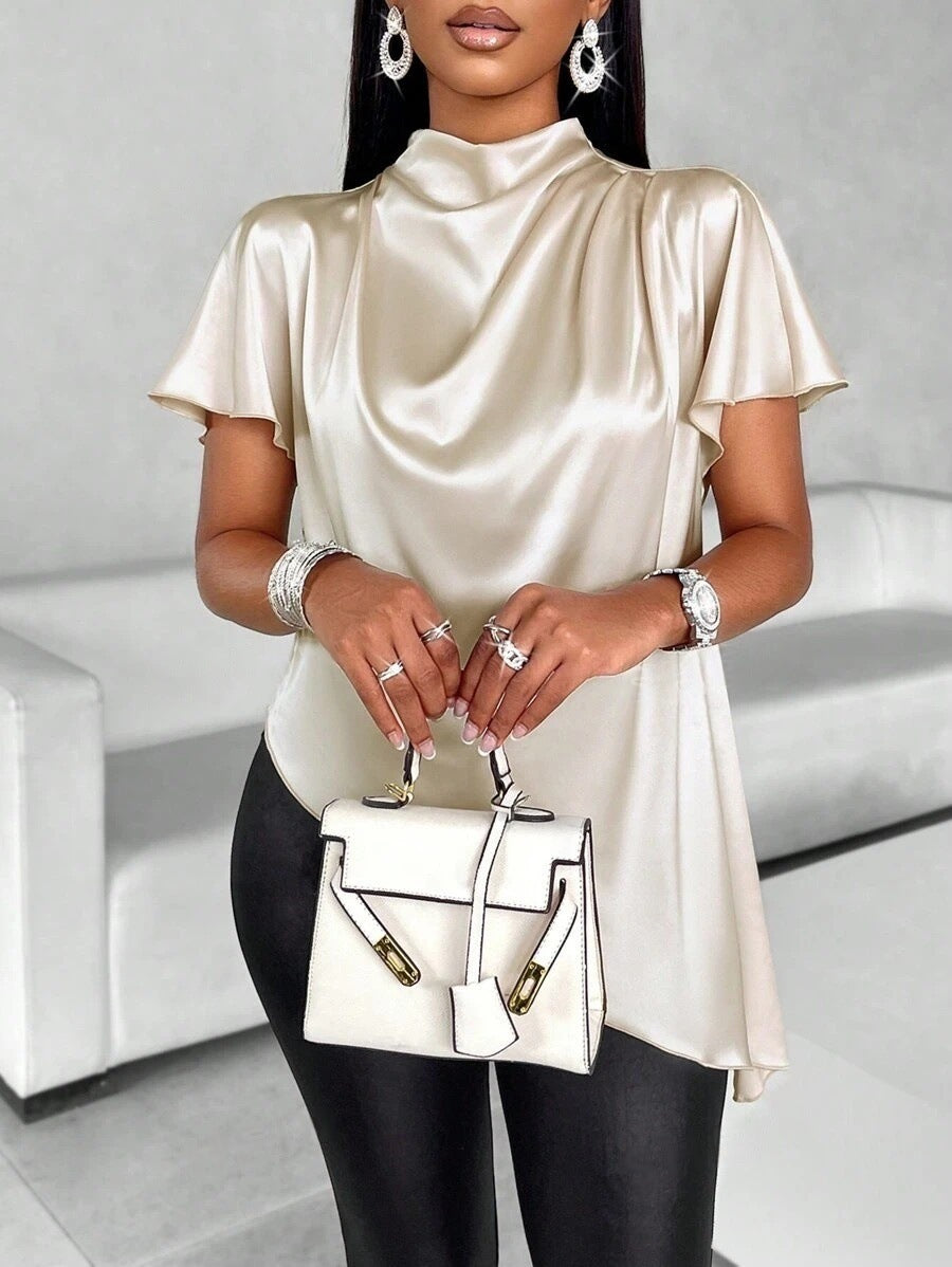 Silken Elegance Asymmetric Blouse