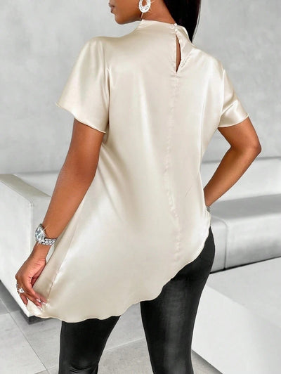 Silken Elegance Asymmetric Blouse