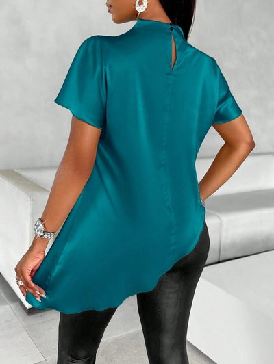 Silken Elegance Asymmetric Blouse