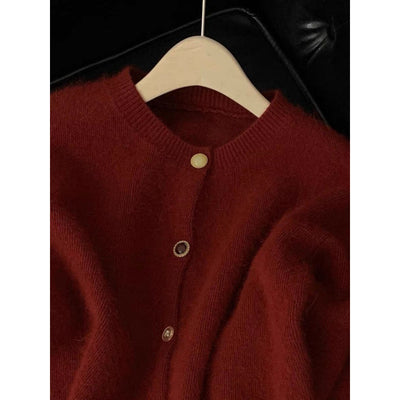 Burgundy Mohair Button Cardigan