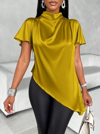 Silken Elegance Asymmetric Blouse