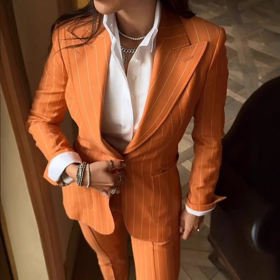 Amber Pinstripe Power Suit