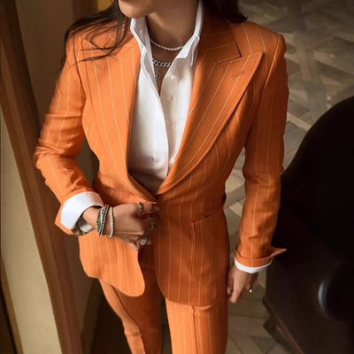 Amber Pinstripe Power Suit