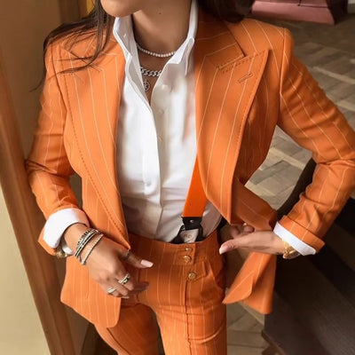 Amber Pinstripe Power Suit