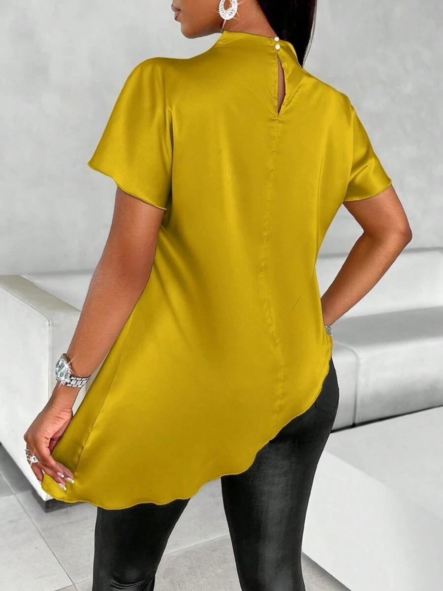 Silken Elegance Asymmetric Blouse