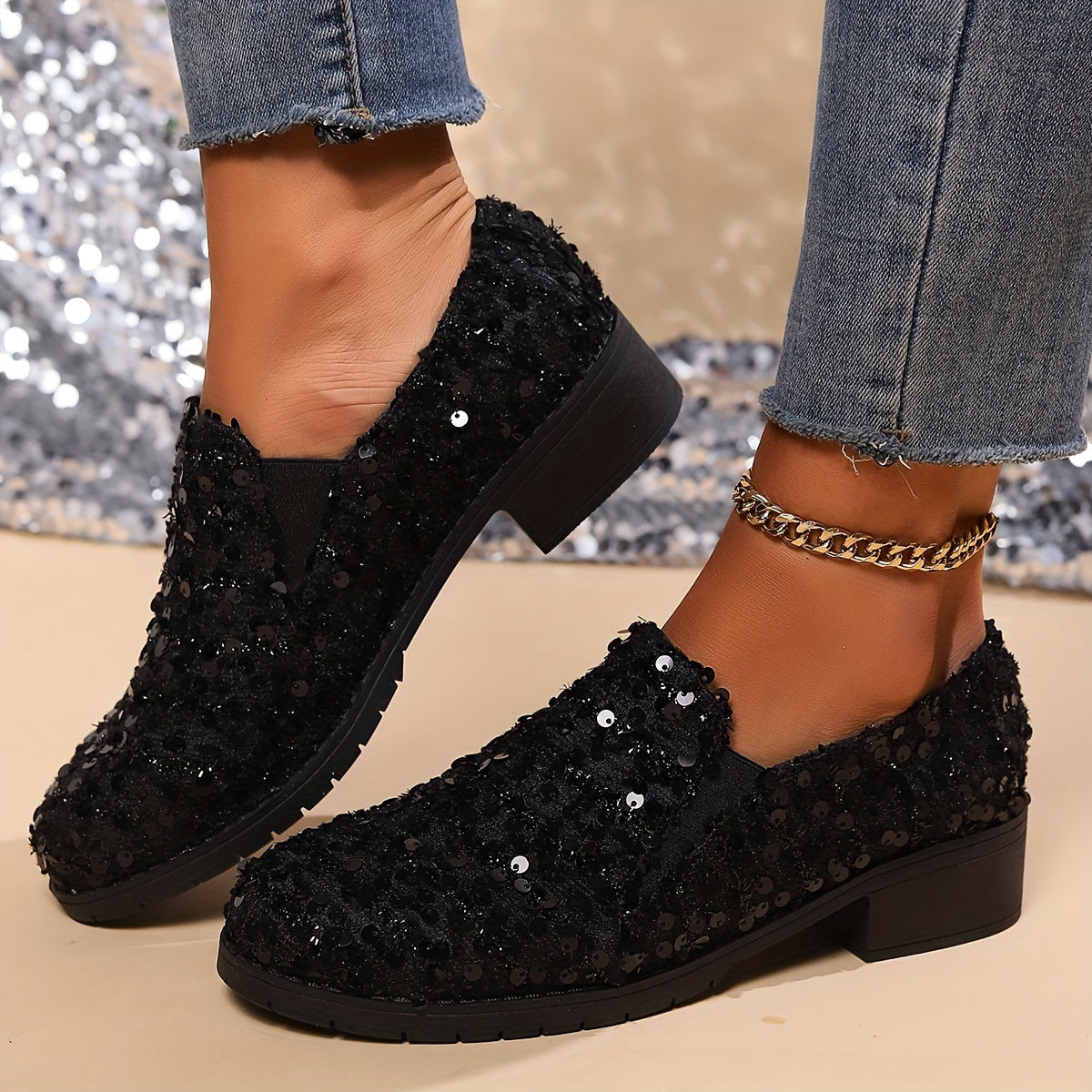 Sequin Charm Loafers