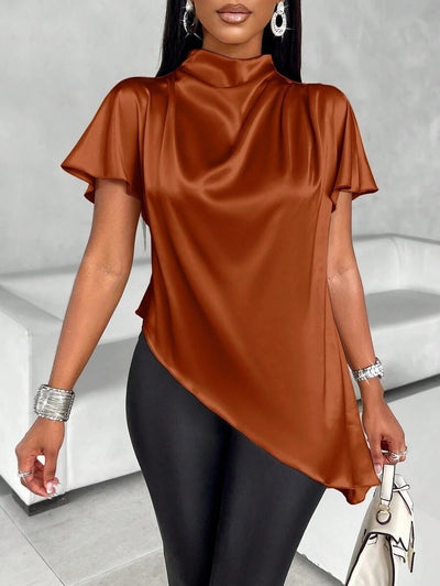 Silken Elegance Asymmetric Blouse