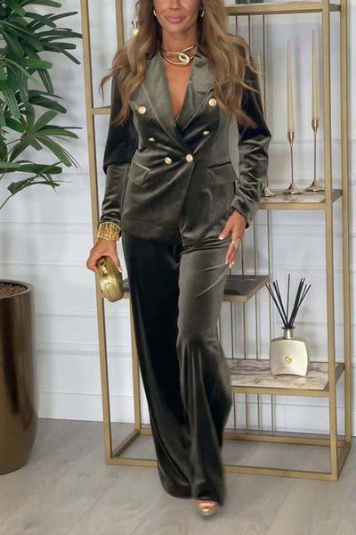 Velvet Luxe Double-Breasted Suit Set