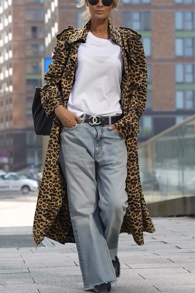 Luxe Leopard Print Long Coat