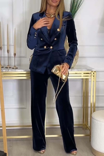 Velvet Luxe Double-Breasted Suit Set