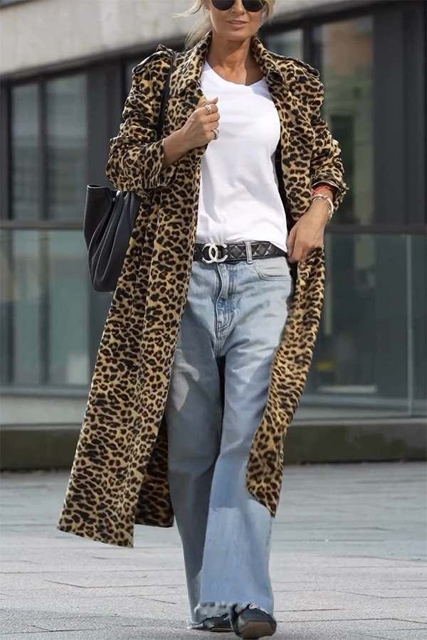 Luxe Leopard Print Long Coat