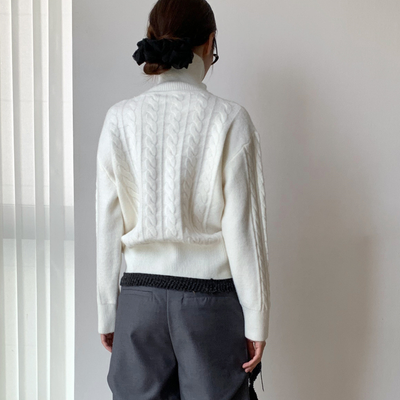 Classic Cable Knit Turtleneck Sweater