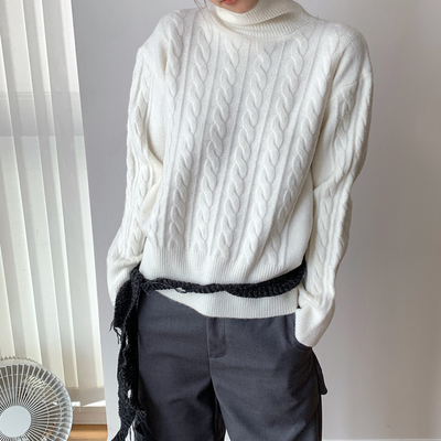 Classic Cable Knit Turtleneck Sweater