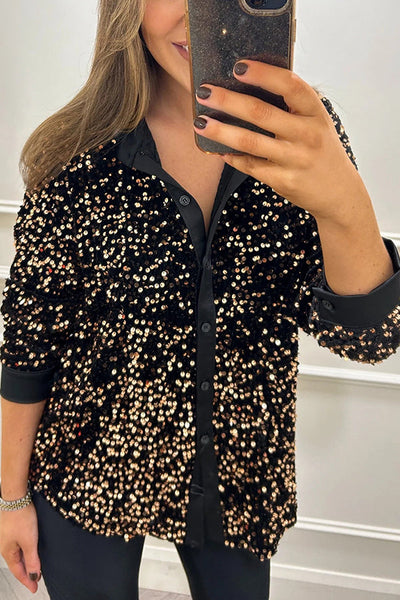 Sequin Glam Button-Up Shirt