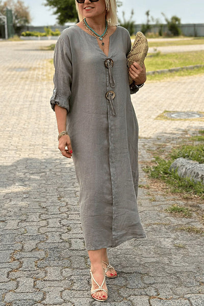 Elegance Linen Midi Dress