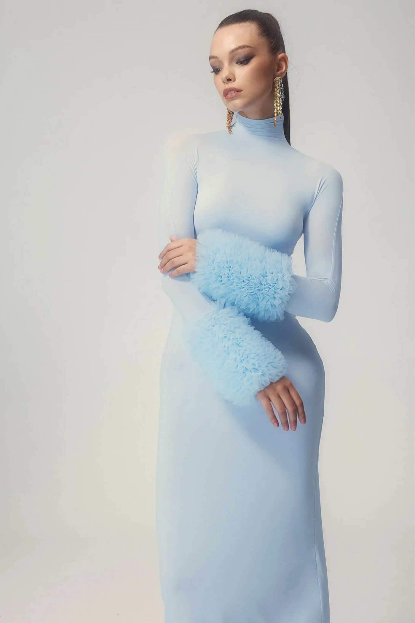 Luxe Fuzzy Cuff Maxi Dress