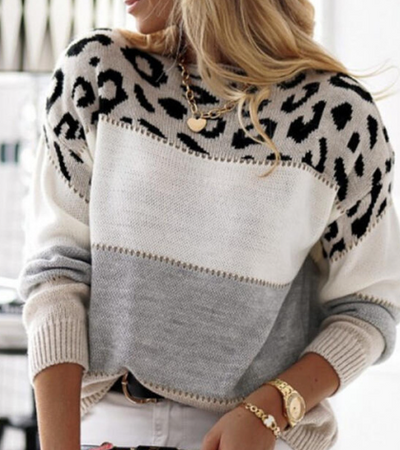 Lela™ | Sweater with Leopard Pattern