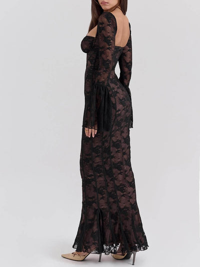 Black Long Sleeve Lace Maxi Dress