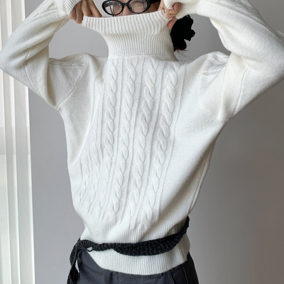 Classic Cable Knit Turtleneck Sweater