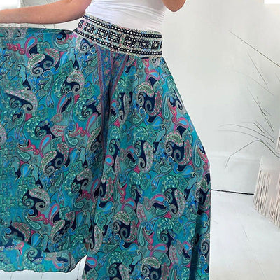 Paisley print lightweight pants