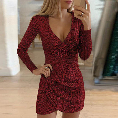 Sparkle Wrap Dress with Long Sleeves